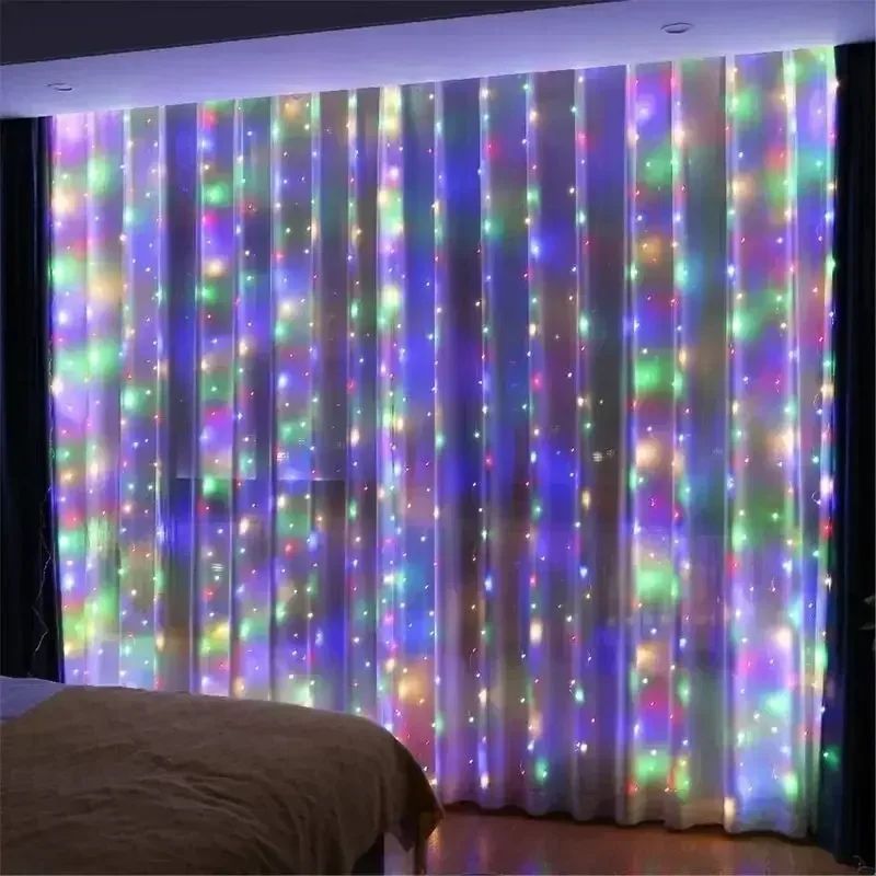 Remote Control USB LED Curtain Lights – 9.8–19.7 Ft Fairy String Lights for Christmas Bedroom Party & Home Decor