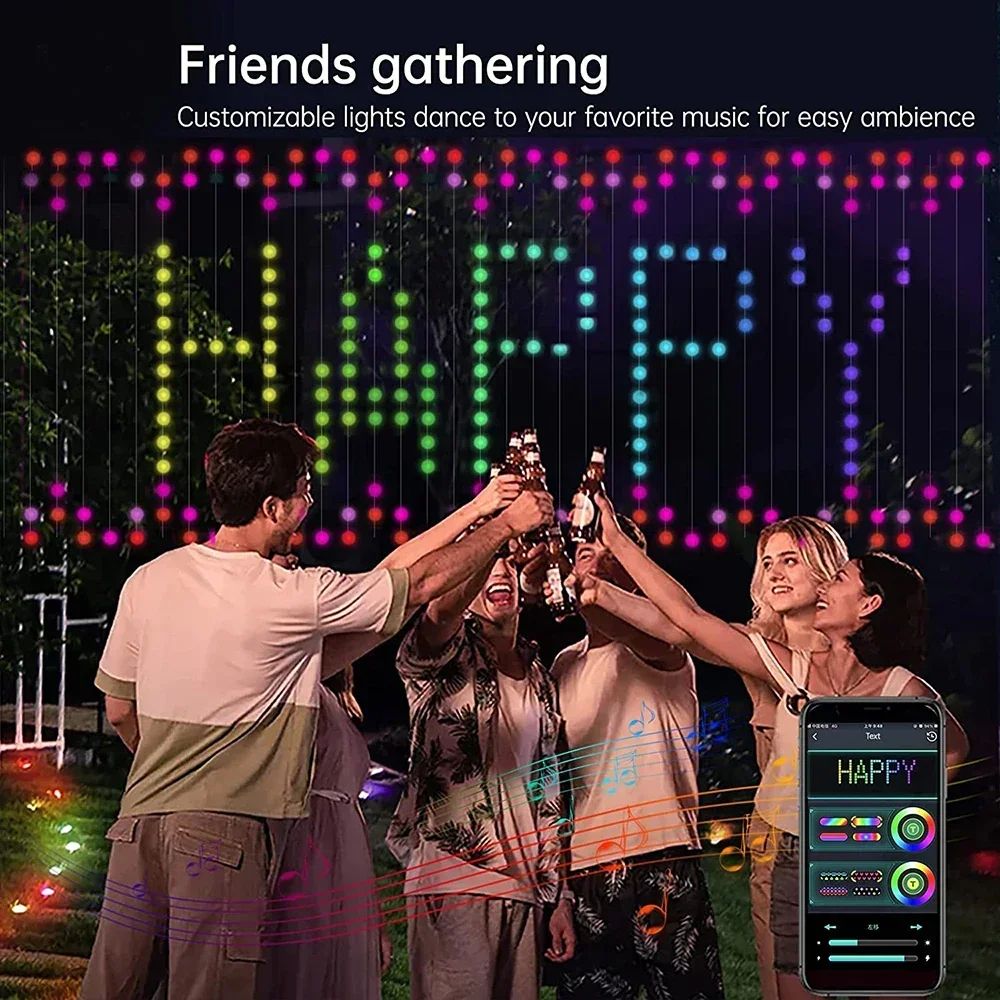 Smart RGB LED Curtain Lights – App Controlled Dimmable DIY Patterns & Music Sync Lighting for Parties Christmas Decor