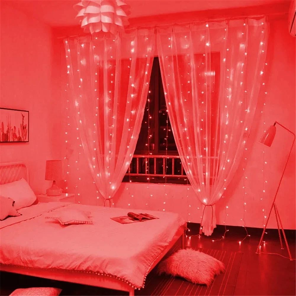 USB LED Curtain Lights – 8-Mode Remote Control Fairy Garland for Bedroom Wedding Ramadan Holiday Decor