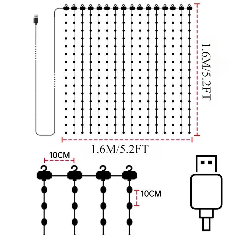 Smart RGB Curtain Lights – App Controlled Music Sync LED Display Lights with DIY Animations for Christmas Wall Decor