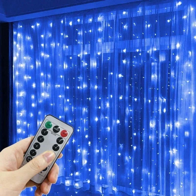 USB LED Curtain String Lights – 10–20 Ft 8 Mode Fairy Lights with Remote for Wedding Party Christmas Wall Decor