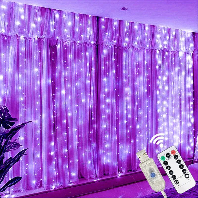 Ramadan LED Curtain Lights – USB Powered Fairy Garland with Remote for Window, Bedroom, Party & Eid Decor