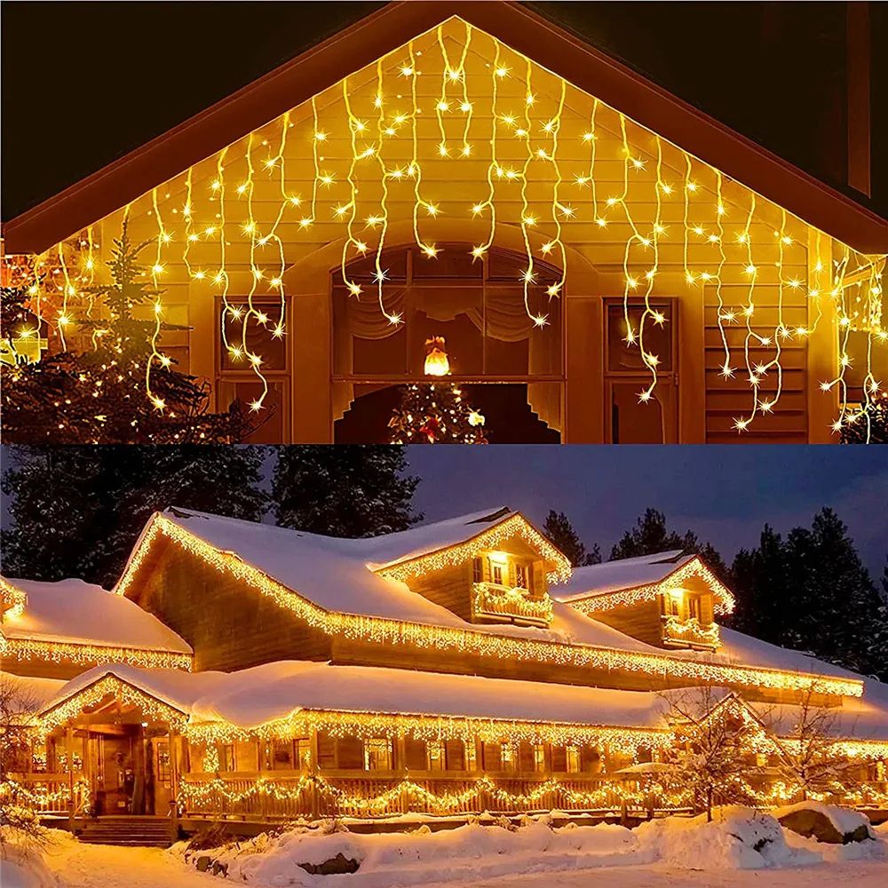 LED Icicle Curtain Christmas Lights – Waterproof Outdoor Hanging Lights for Home, Garden, Window, Party & Holiday Decor