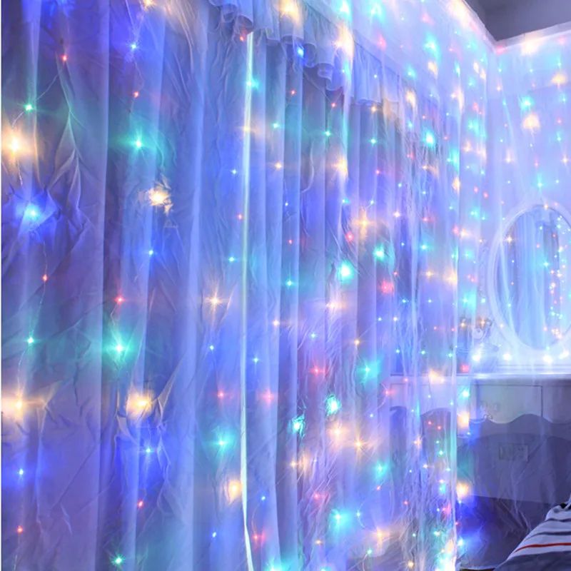 USB LED Curtain Lights – Waterproof 8 Mode Remote String Lights for Christmas Wedding Indoor Garden Decor