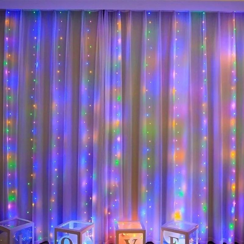 Christmas Curtain LED String Lights – USB Remote Control Fairy Garland for Bedroom Wedding Holiday Party Home Decor