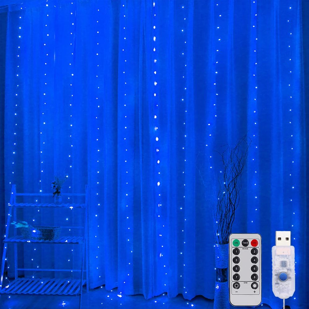 LED Curtain Fairy Lights – 8 Mode Remote Control Garland with 100 200 300 LEDs for Christmas Wedding Party Decor
