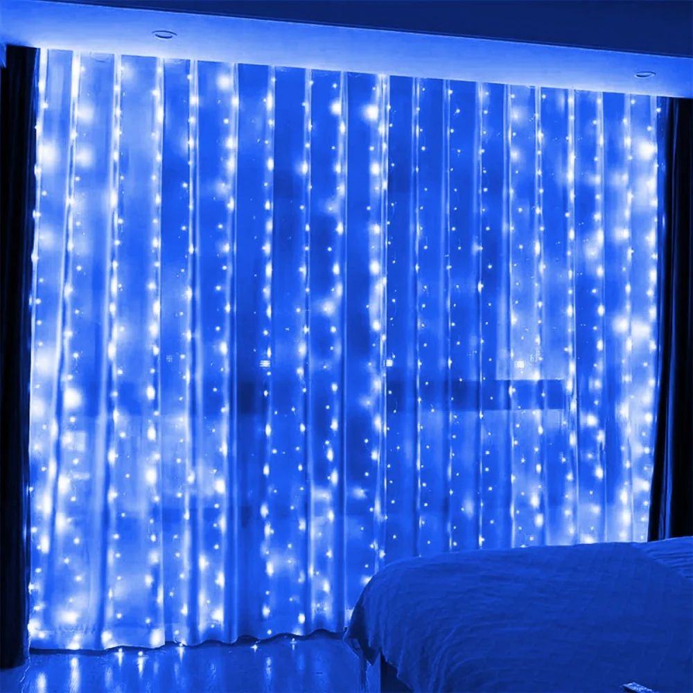 USB LED Curtain String Lights – 8 Mode Remote Control Fairy Garland Lights for Bedroom Wedding Holiday Party Decor