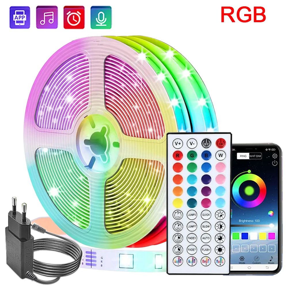 Music Sync RGB LED Strip Lights – 98.43 ft Flexible Color Changing Room Lights for Bedroom, TV & Home Decor