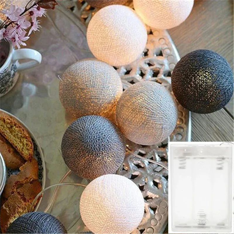 Cotton Ball String Lights – 10/20/40LEDs USB Battery Fairy Lights for Christmas Wedding Party & Home Decor
