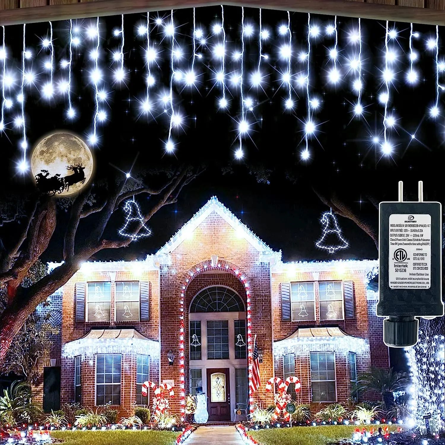 Outdoor LED Icicle Curtain Lights – 65.62ft 864LEDs Waterproof Christmas Garland with 8 Modes, Timer & Memory