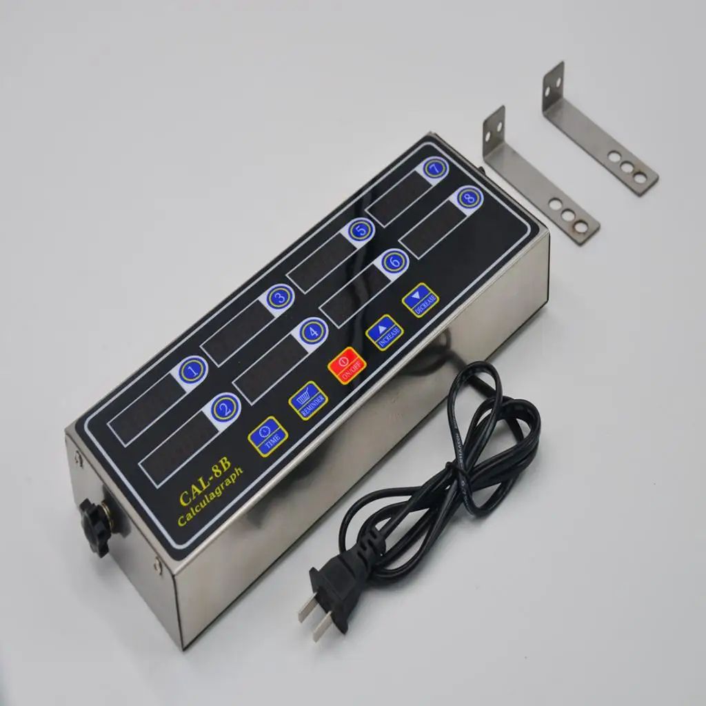CAL-8B 8 Channel Digital Timer – Stainless Steel Multi-Stage Kitchen Calculagraph with Independent Time Reminders