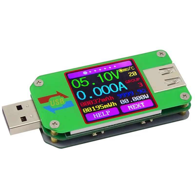 USB Type-C Digital Voltmeter Ammeter – 1.44 in Color LCD Power Meter Quick Charger Power Bank Detector UM Series