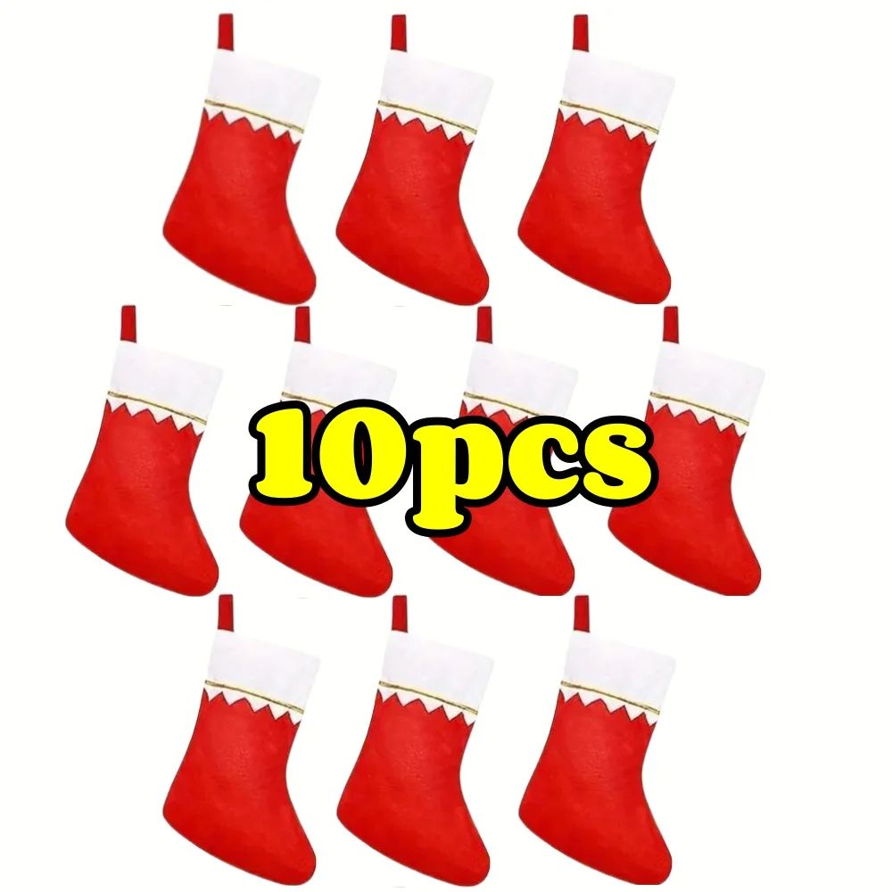 Red Felt Christmas Stockings – Golden Trim Hanging Holiday Decor for Fireplace Displays, Festive Homes and Gift Giving