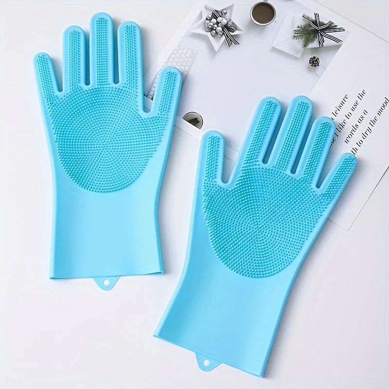 Pet Grooming Gloves – Soft Silicone Bathing Scrubbers for Dogs & Cats, Shampoo Cleaning and Loose Hair Removal at Home