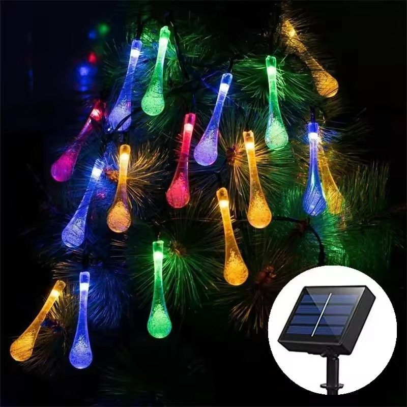 Solar Water-Drop Fairy LED String Lights Outdoor Garden & Patio Decor