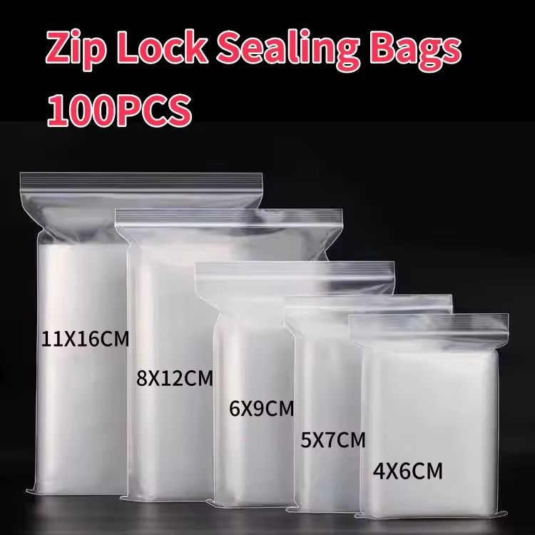 100PCS Small Transparent Ziplock Bags – Reclosable Clear Plastic Storage Bags