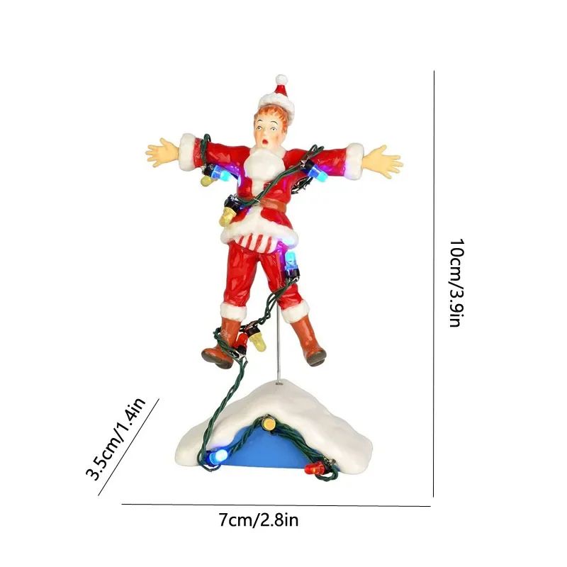 Mini Christmas Resin House Decoration – Santa Claus Figurines & Lighted Holiday Village Decor