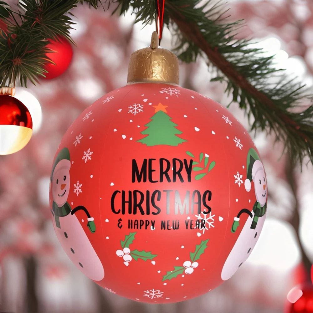 60cm Inflatable Christmas Candy Ball - PVC Santa & Tree Ornament for Outdoor Holiday Decor
