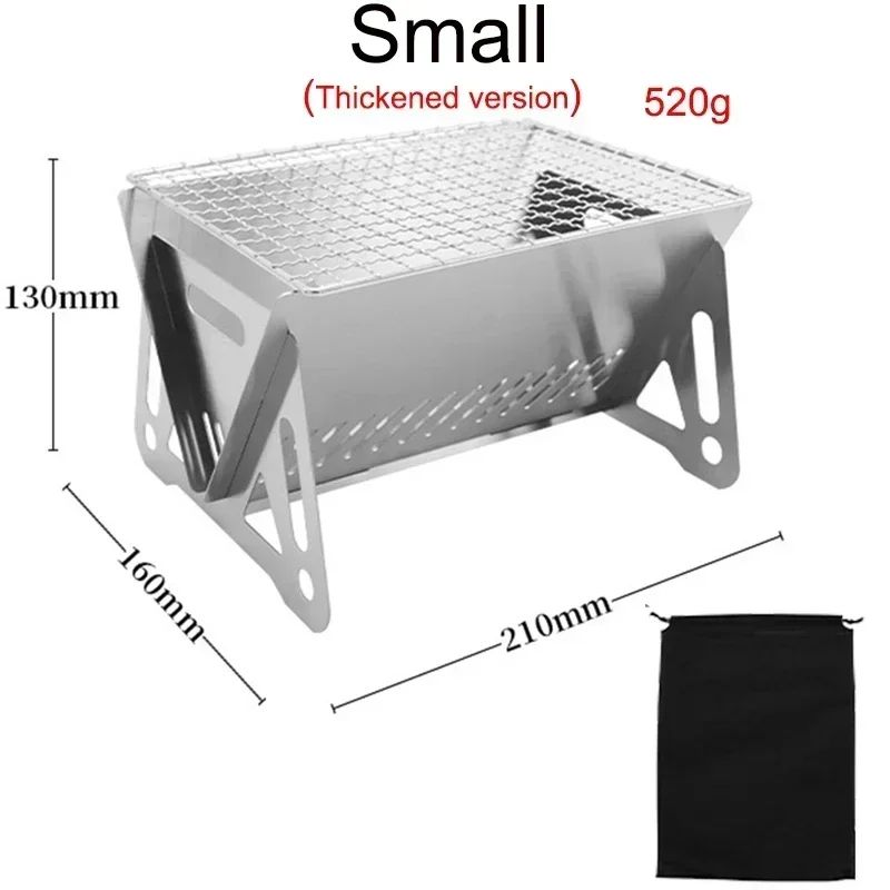 Portable Mini Charcoal Grill – Stainless Steel Folding BBQ Grill for Outdoor Camping & Multifunctional Cooking