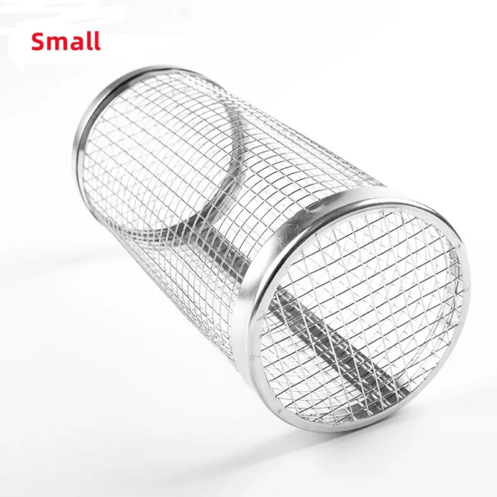 Rolling Stainless Steel BBQ Grill Basket for Outdoor Cooking