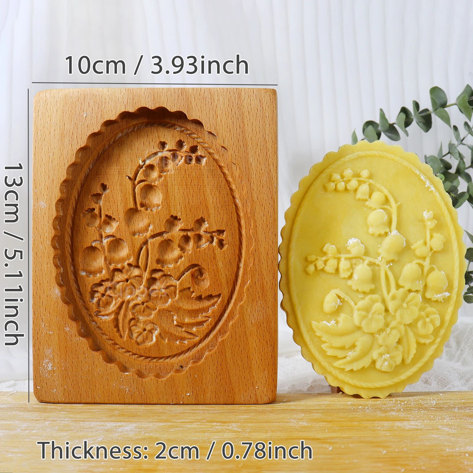 Wooden Flower Cookie Mold