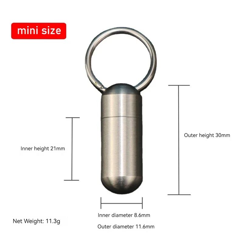304 Stainless Steel Waterproof Mini Portable Sealed Container with Keychain