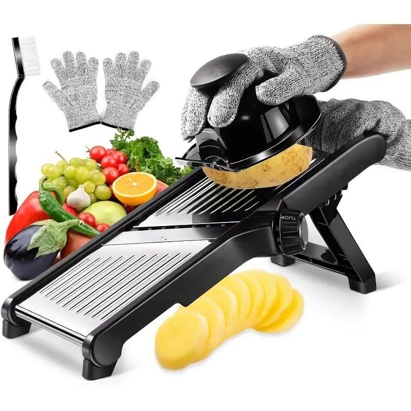 5-Blade Stainless Steel Mandoline Slicer with Safety Holder