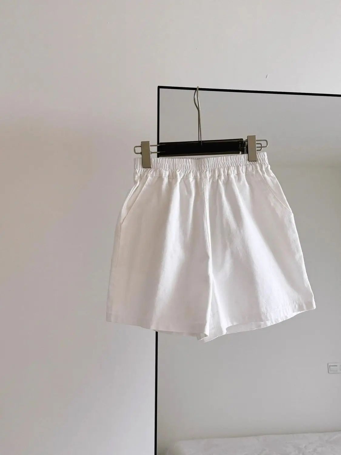 High Waisted White A Line Womens Shorts
