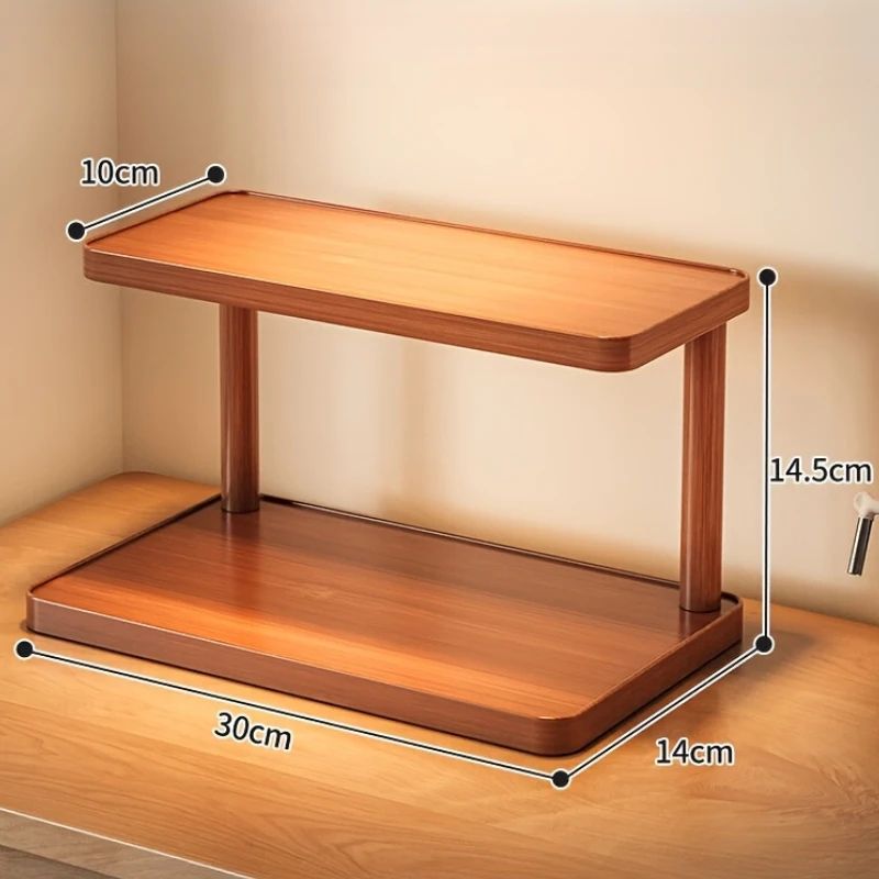 2 Tier Wooden Countertop Storage Rack Organizer