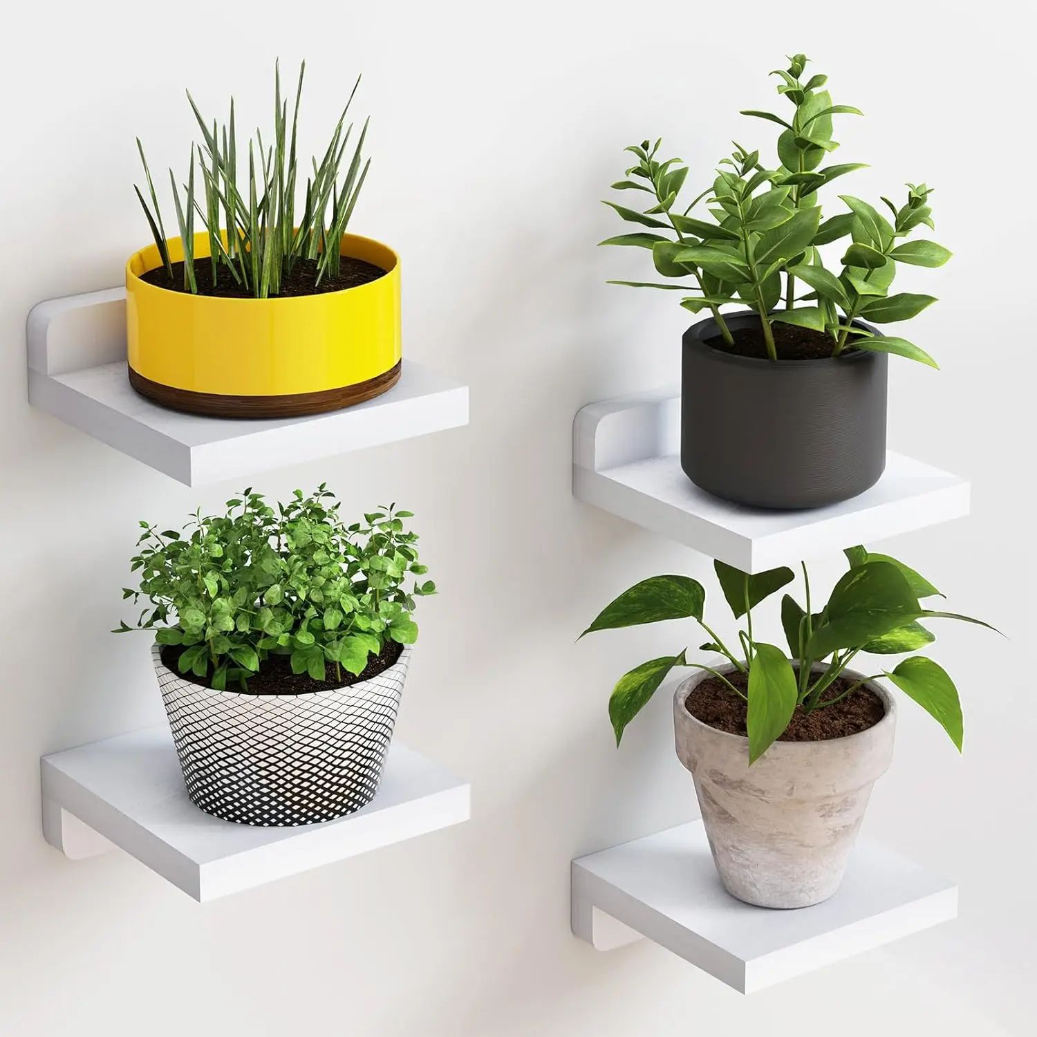 4 Pack Mini Wood Floating Wall Shelves 5 Inch