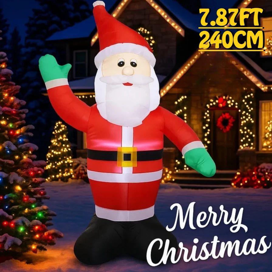 7.87FT LED Inflatable Waving Santa Christmas Yard Decoration | Inspire ...