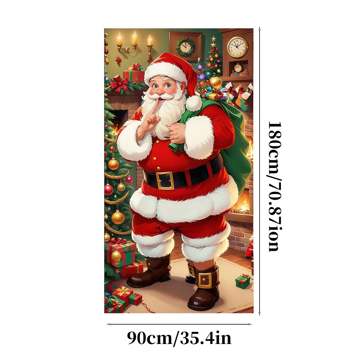 Santa Claus Deer Christmas Door Banner