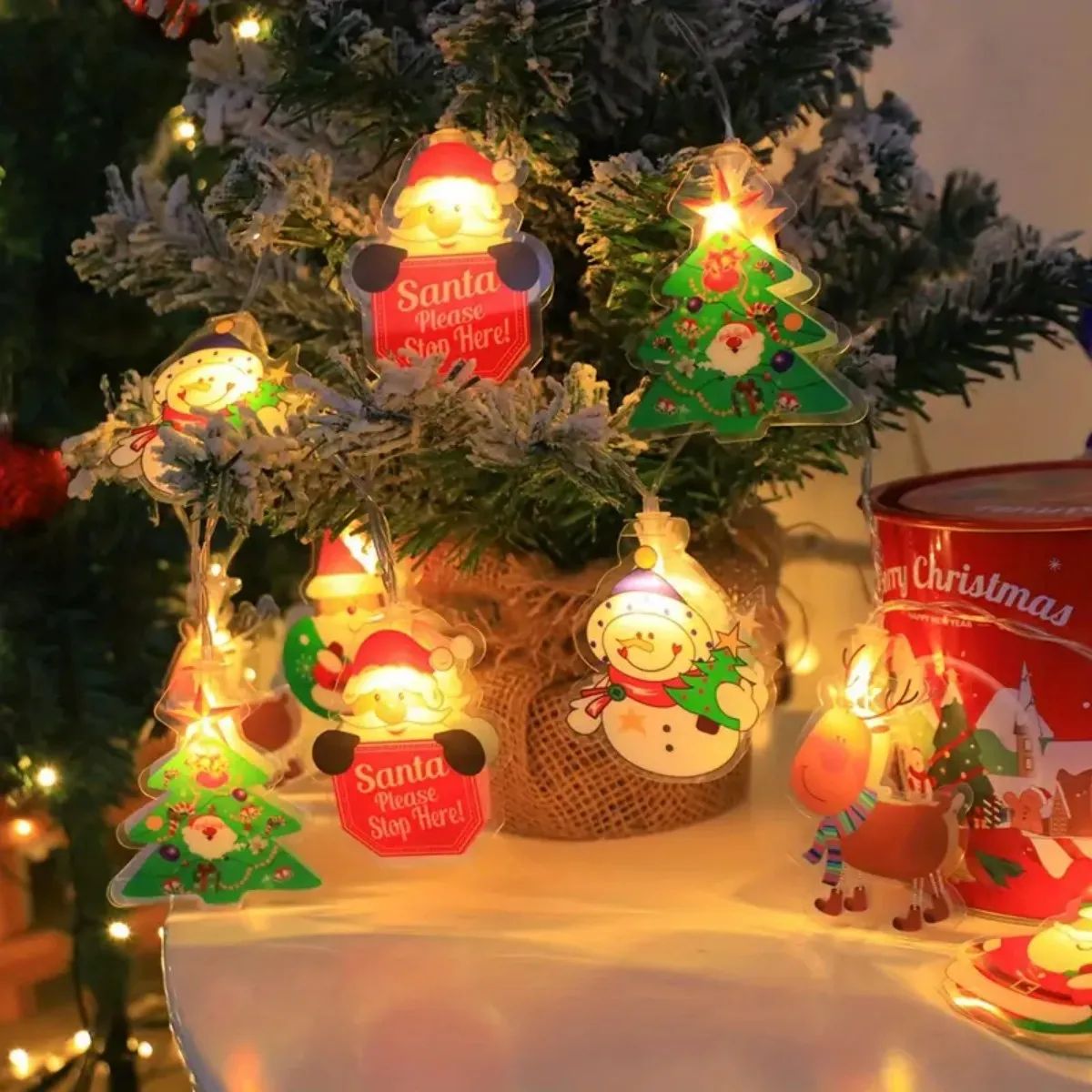 LED Christmas Character String Lights Festive Fairy Decor