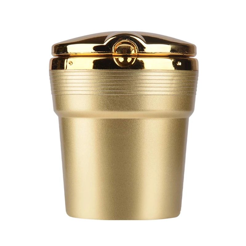 LED Car Ashtray With Lid Portable Cup Holder Trash Bin