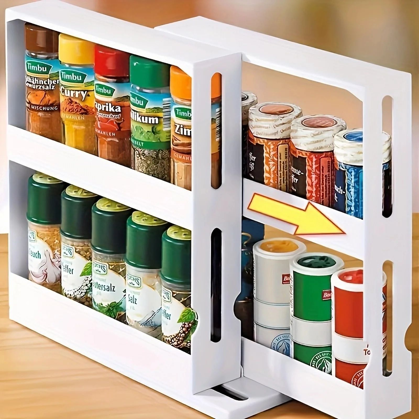 2 Tier Swivel Spice Rack Countertop Kitchen Organizer Shelf