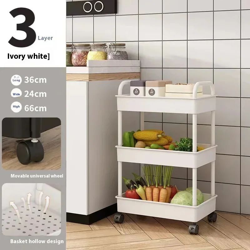 3-5 Layer Rolling Storage Trolley Cart with Wheels Organizer