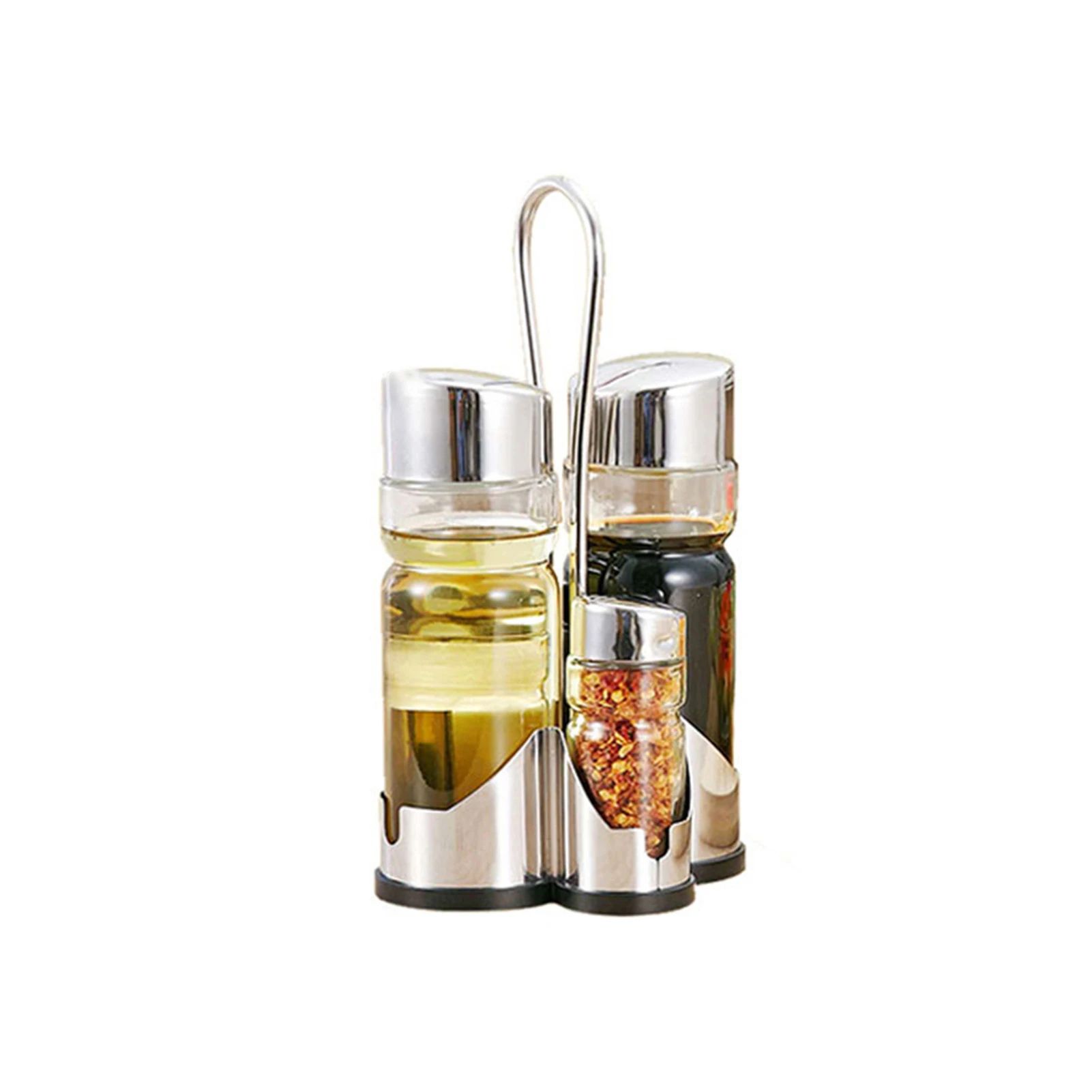 4 in 1 Seasoning Bottle Set with Rack and Dispensers