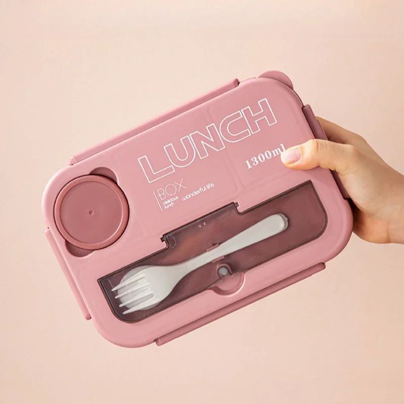 1300ML Portable Bento Lunch Box with Compartments and Utensils