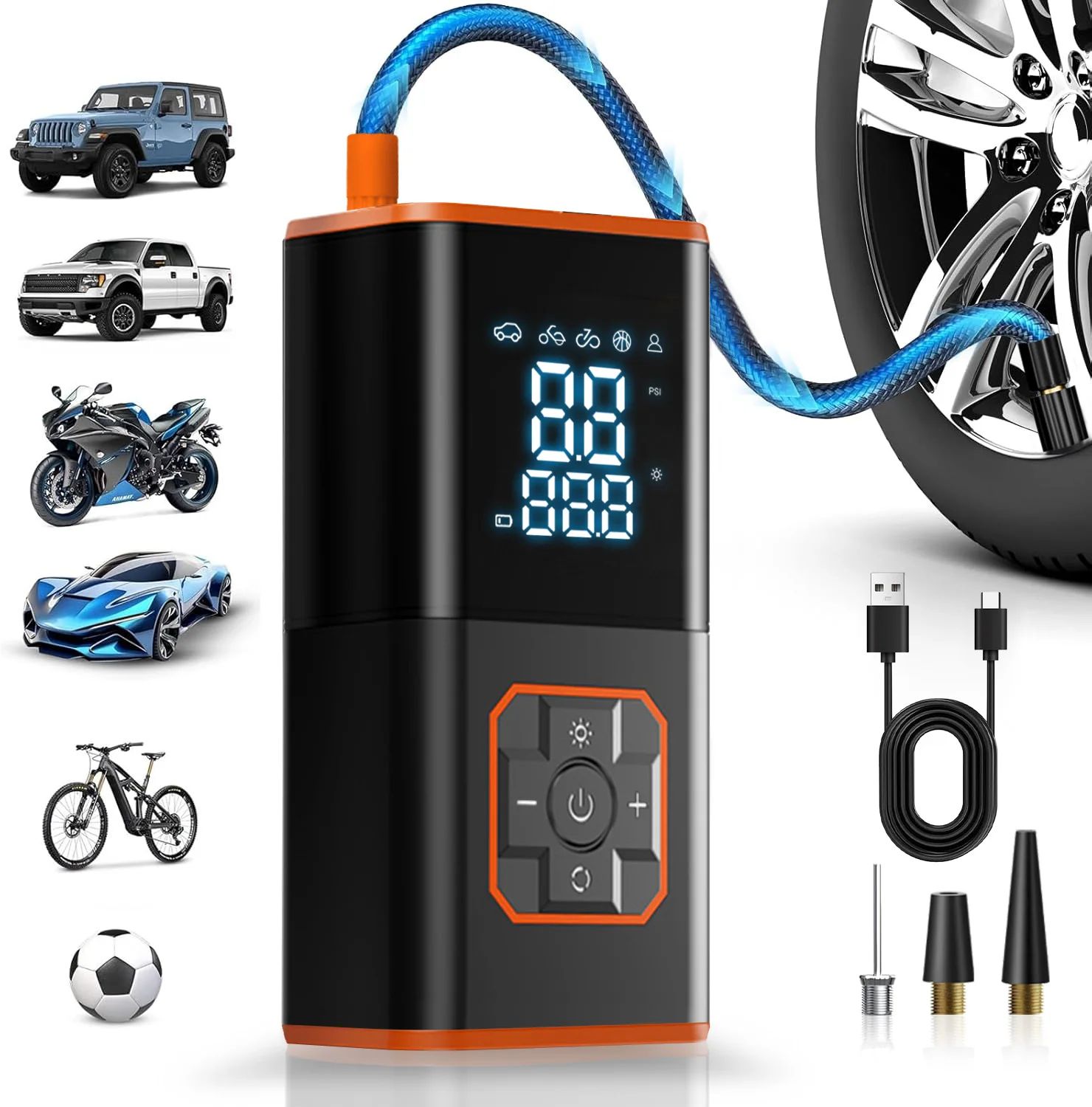 Portable 150 PSI Car Tire Inflator Air Compressor