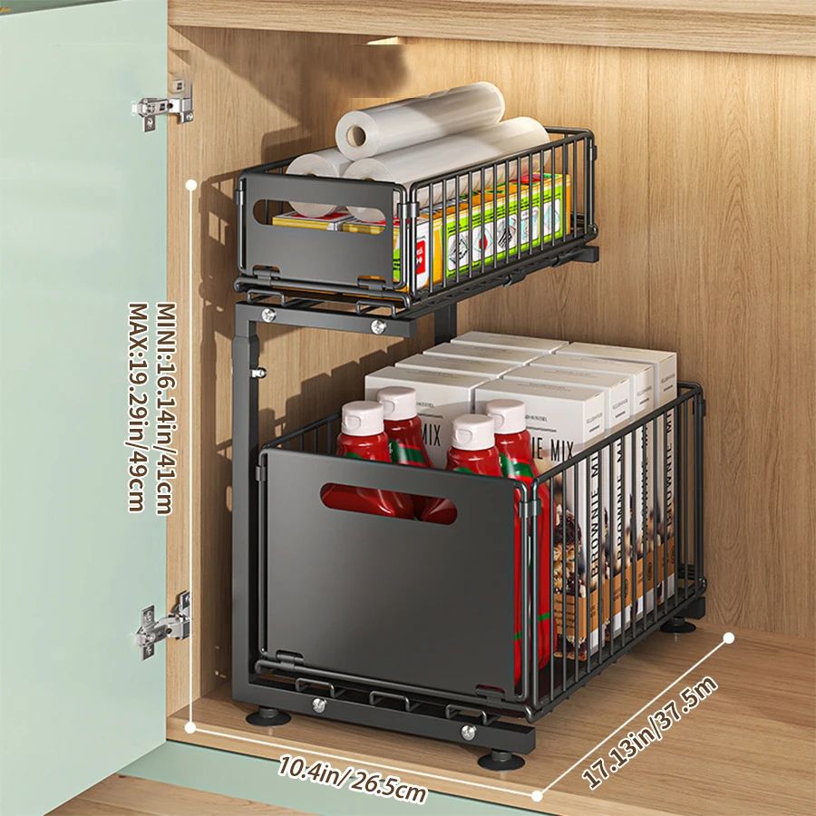 2 Tier Pull Out Under Sink Organizer Shelf