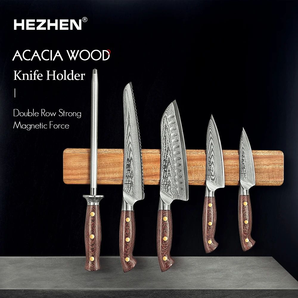 Acacia Wood Magnetic Knife Holder 400mm