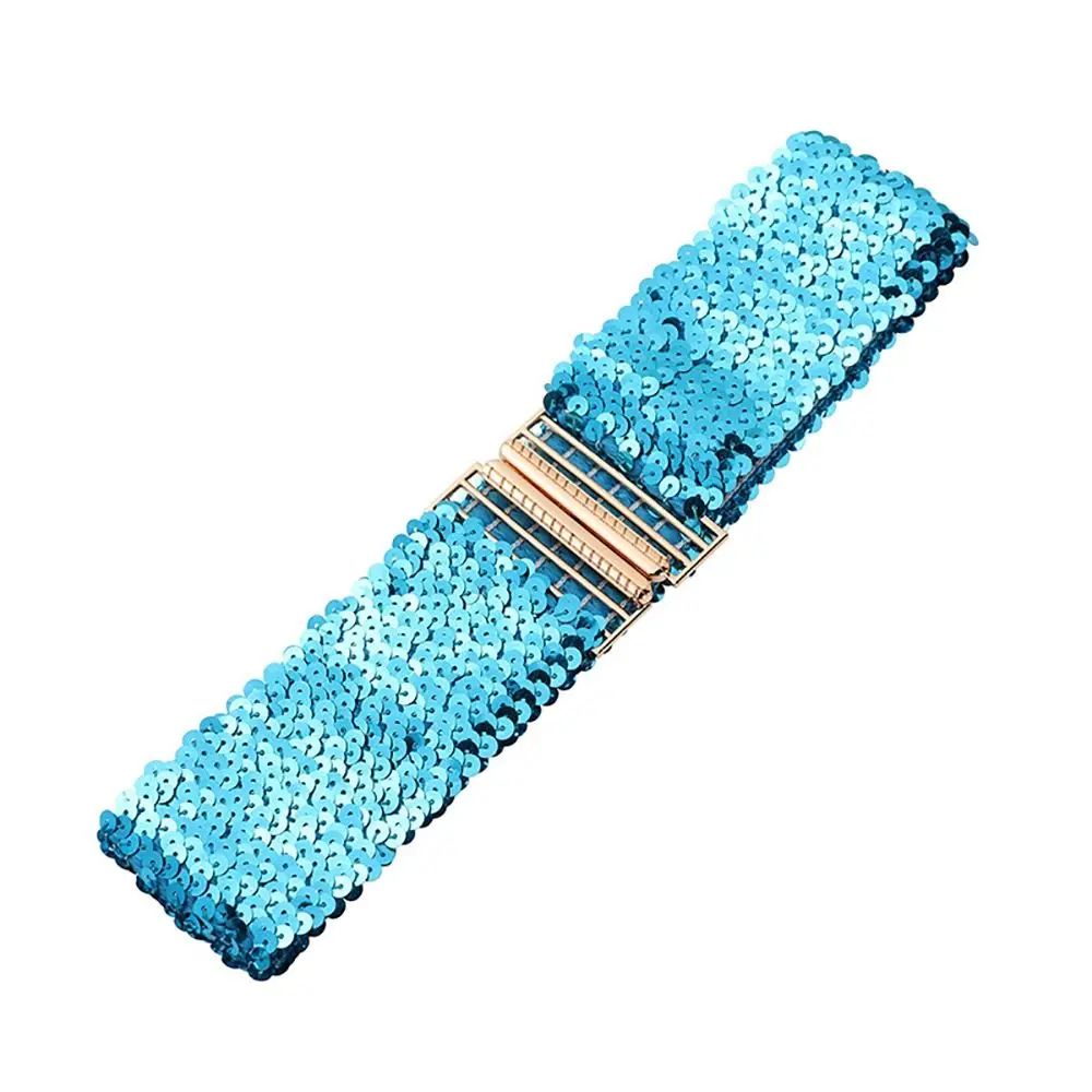 Women Wide Sequin Elastic Waist Belt