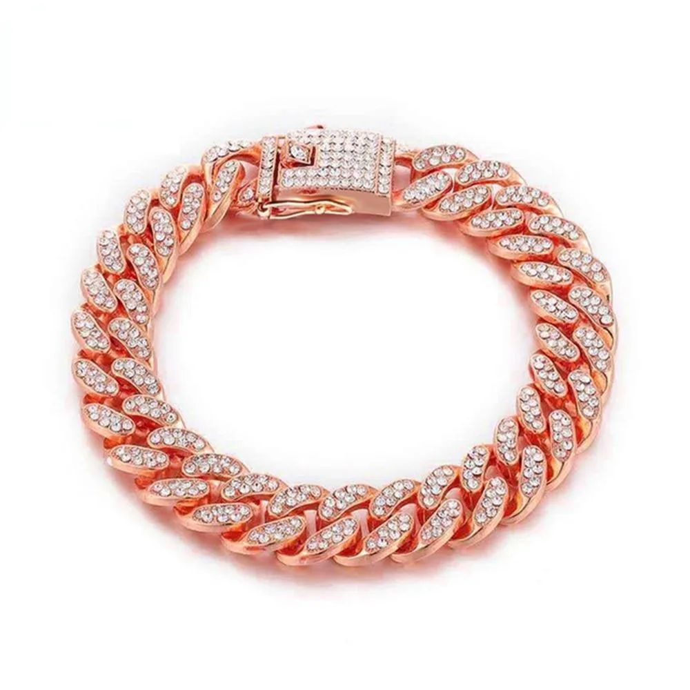 Luxury Rhinestone Stainless Steel Dog Chain Collar