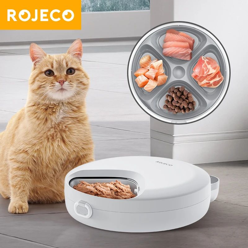 ROJECO Wireless 4 Meal Automatic Pet Feeder