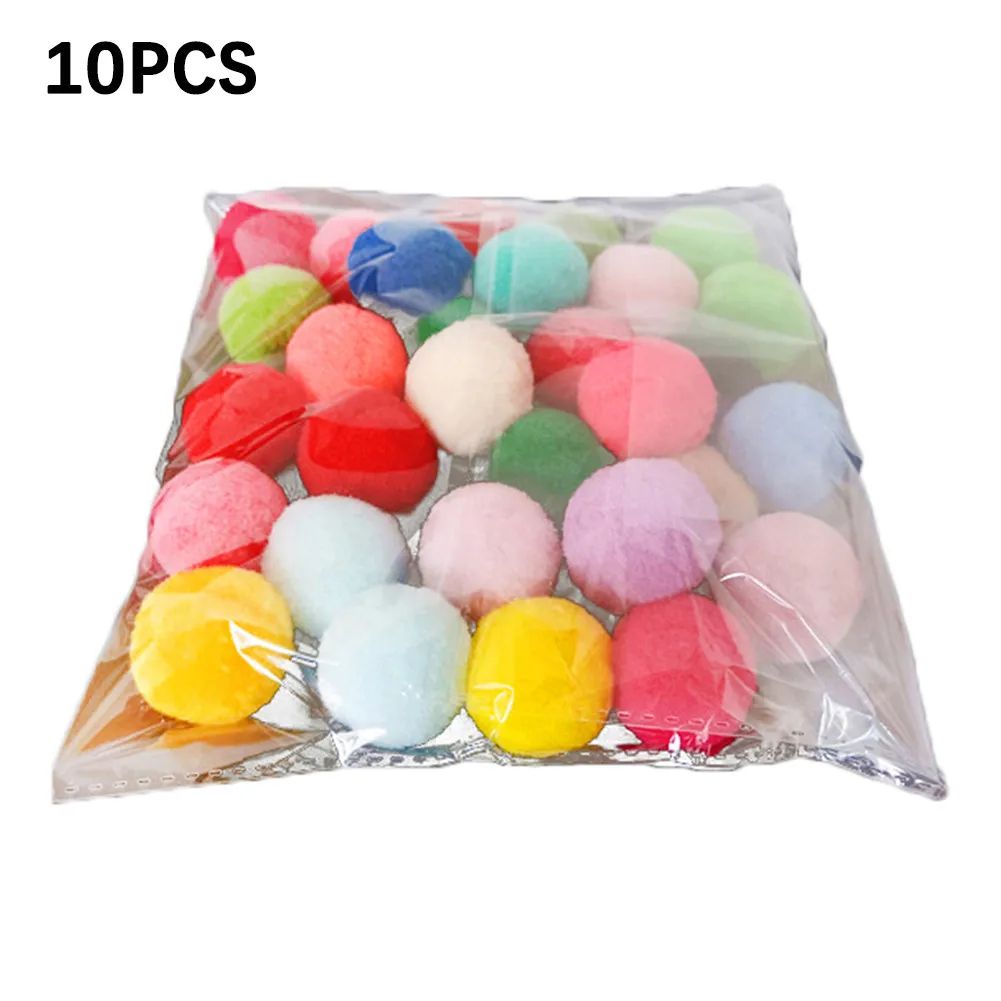 Colorful Plush Pompom Cat Toy Balls Set