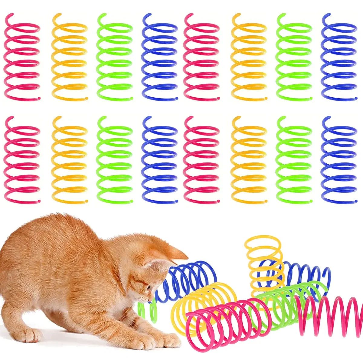 Colorful Cat Spring Coil Toys Interactive Kitten Play Set