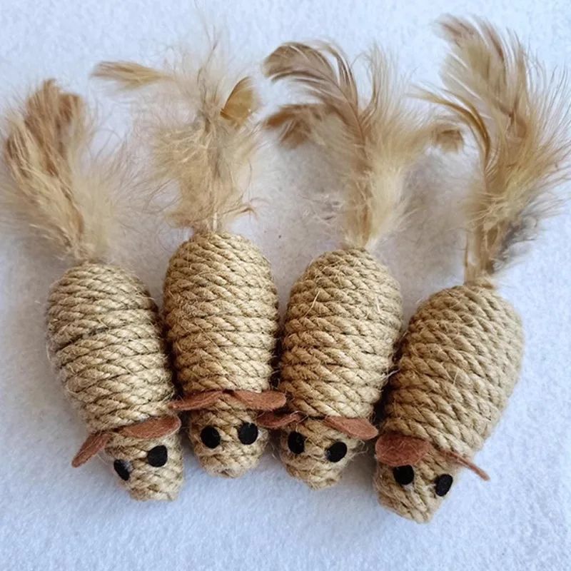 Sisal Mouse Plush Cat Toy for Interactive Play