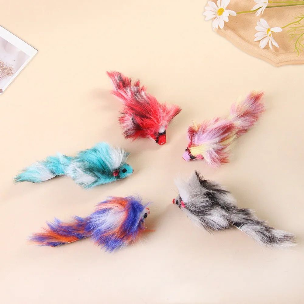 Colorful Plush Mouse Cat Toy for Interactive Play