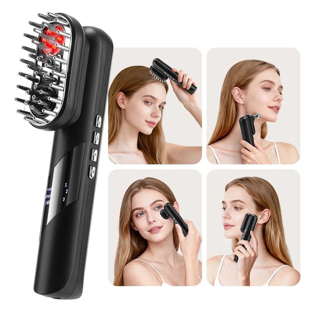 4 In 1 Electric EMS Scalp Massage Comb with Red Light Therapy