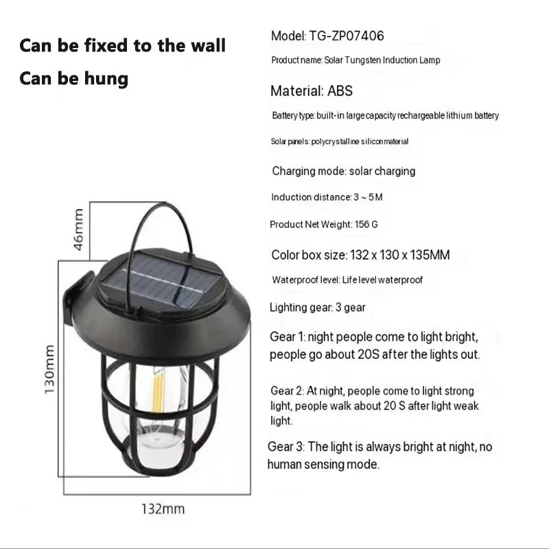 Solar Outdoor Wall Light with Motion Sensor Waterproof Garden Security Lamp